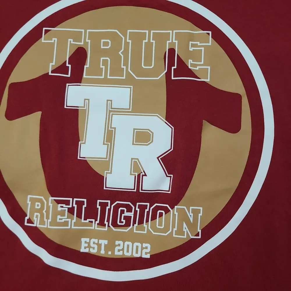 True Religion Shirt Mens Size‎ Large Red 02 Graphic Tee Casual Logo Adult